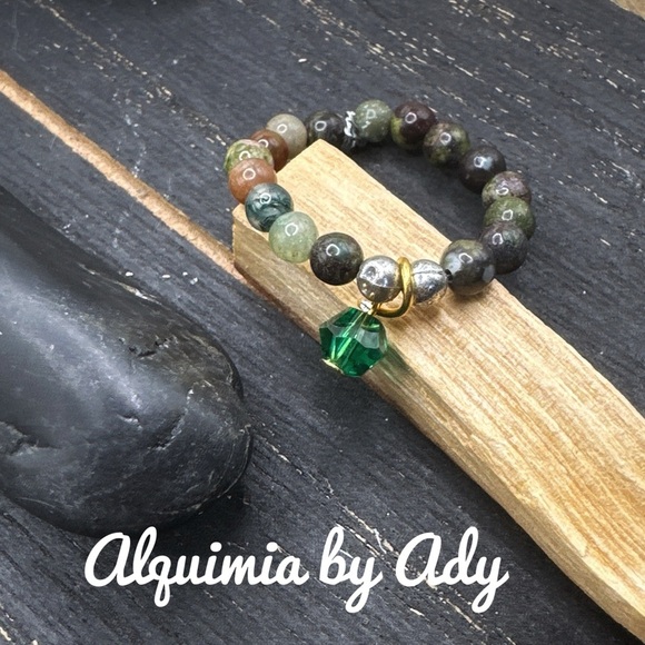 Blood agate beaded handmade ring charms bohemian - Picture 1 of 3